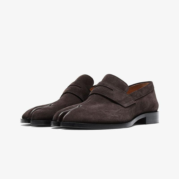 Dark Brown Split- Toe Suede Loafers - Arno Conti Shoe
