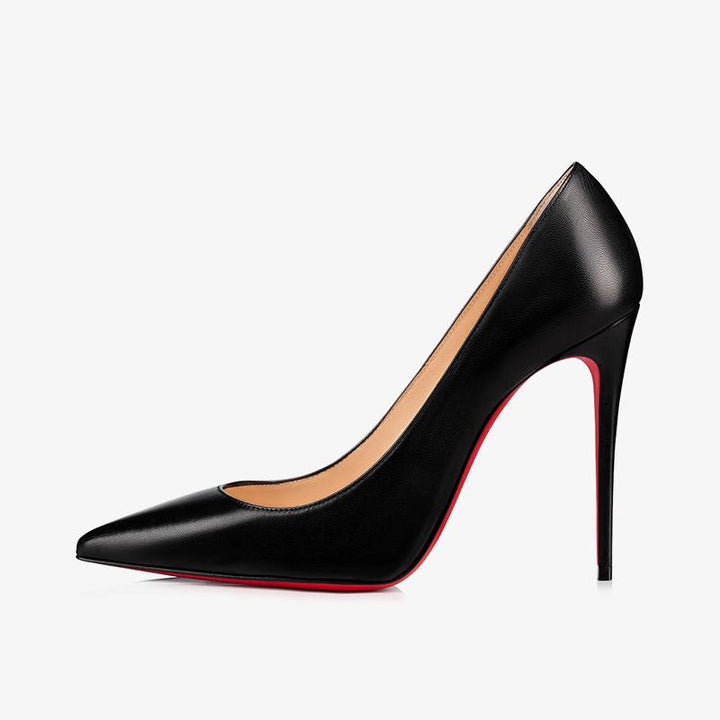 Black Leather Stiletto Pumps - ARNO CONTI