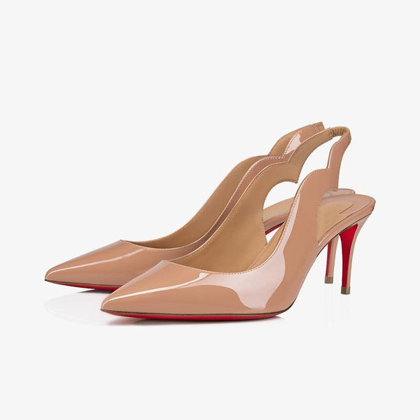 Beige Patent Leather Slingback Pumps - ARNO CONTI