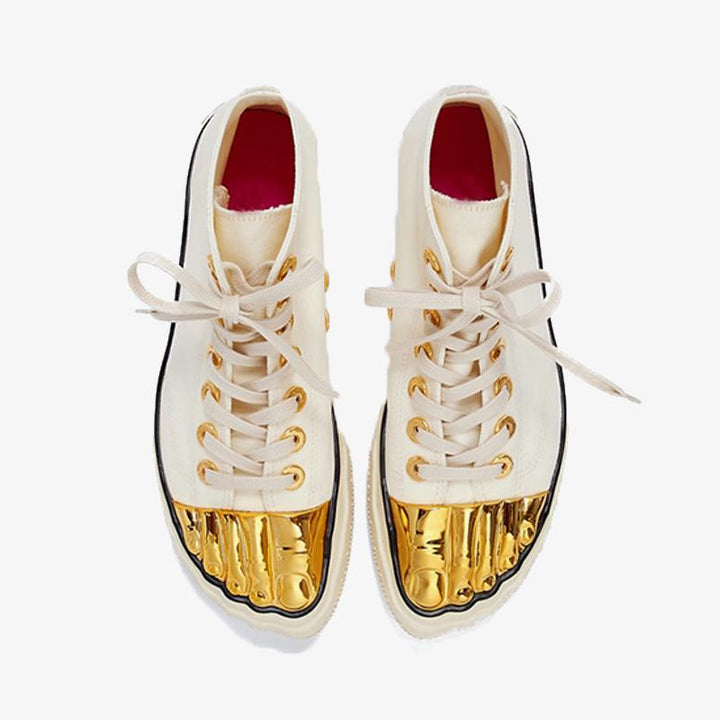 Beige Canvas Sneaker with Golden Details - Arno Conti Shoe