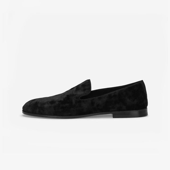 Velvet Flat Loafers Round-toe Slip-on - Arno Conti Shoe