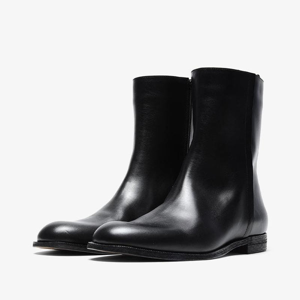 High-Shine Leather Ankle Boots - Arno Conti Shoe