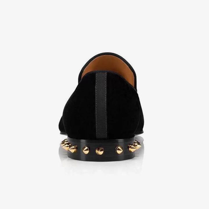 Velvet Loafers with Metal Studs - ARNO CONTI