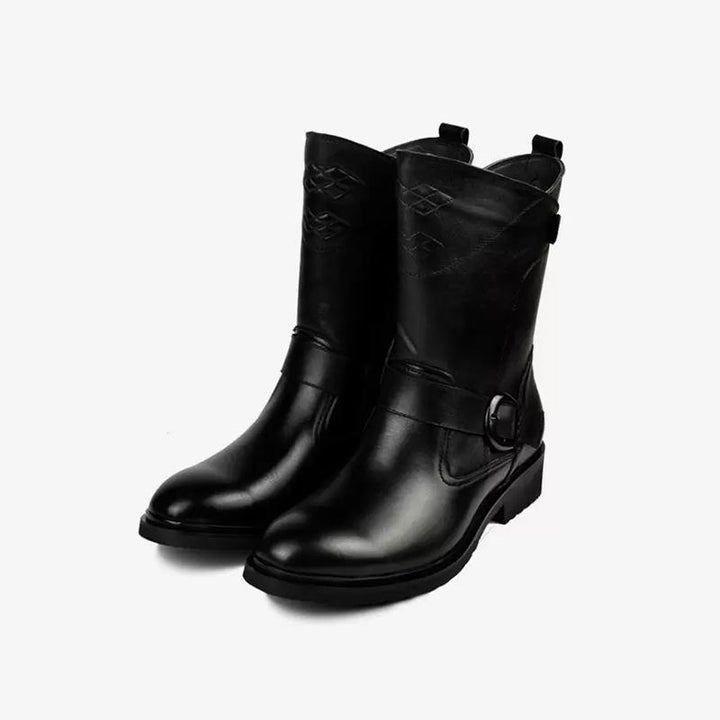Black Cowhide Round Toe Boots - Arno Conti Shoe