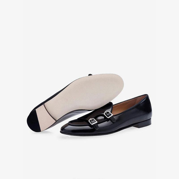 Mens Black Monk Strap Dress loafers - Arno Conti Shoe