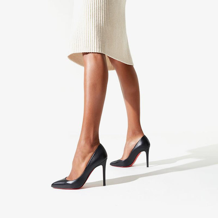 Black Leather Stiletto Pumps - ARNO CONTI