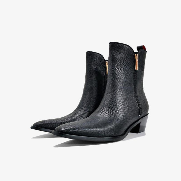 Men's Black Zipper Boots - Arno Conti Shoe