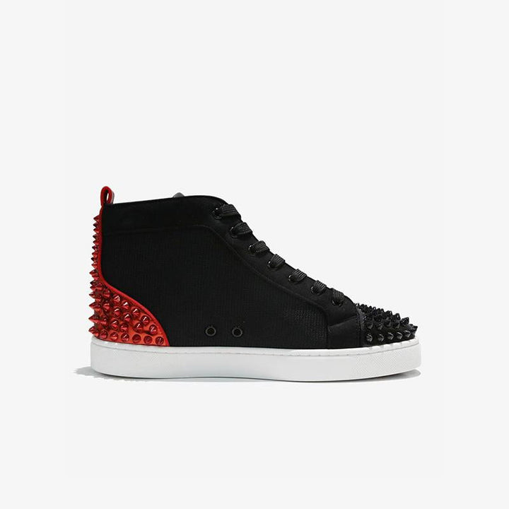 Round Toe Black Red Studs Sneakers - ARNO CONTI
