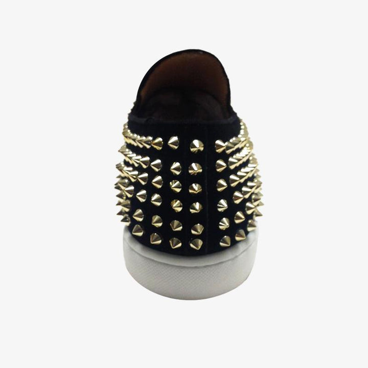 Black Suede Rivets Slip-on Sneakers - ARNO CONTI