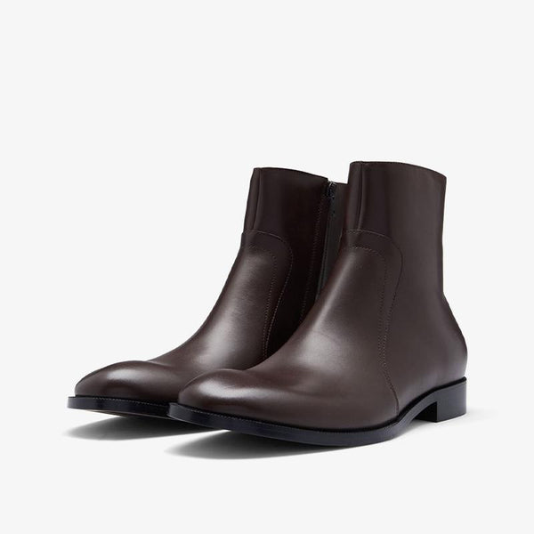 Coffee Brown Leather Ankle Boots - Arno Conti Shoe