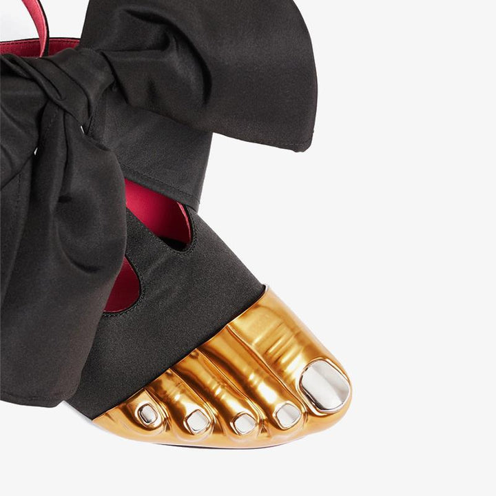 Golden Brass Satin Strappy 100mm Sandals - Arno Conti Shoe