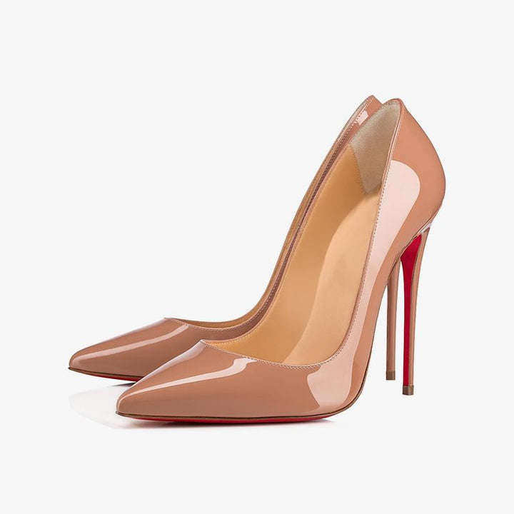 Nude Patent Calfskin Pumps with 120 mm - ARNO CONTI