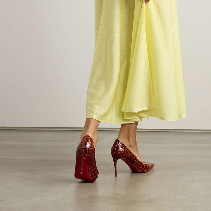 Red Croc-Effect Patent Leather Pumps - ARNO CONTI