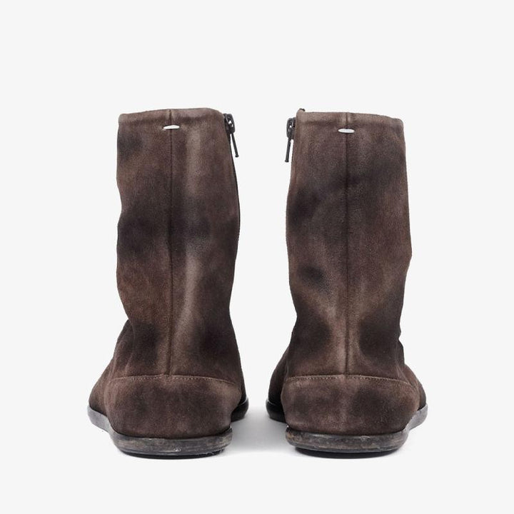 Brown Split-Toe Suede Flat Boots - Arno Conti Shoe