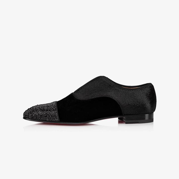 Oxford Flat Rhinestone Slip-On Velvet Fabric - ARNO CONTI