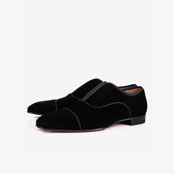 Men's Black Velvet Loafers with Open Uppers - ARNO CONTI