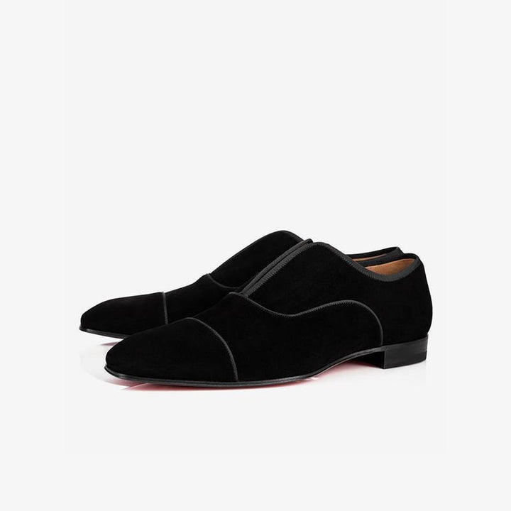 Men's Black Velvet Loafers with Open Uppers - ARNO CONTI