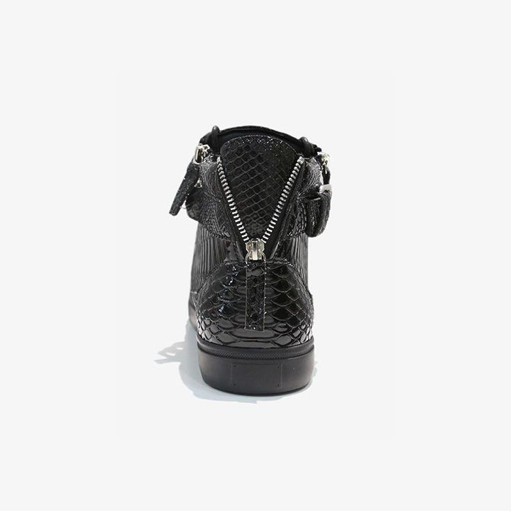 Chain Snakeskin Lace Up Sneakers - ARNO CONTI
