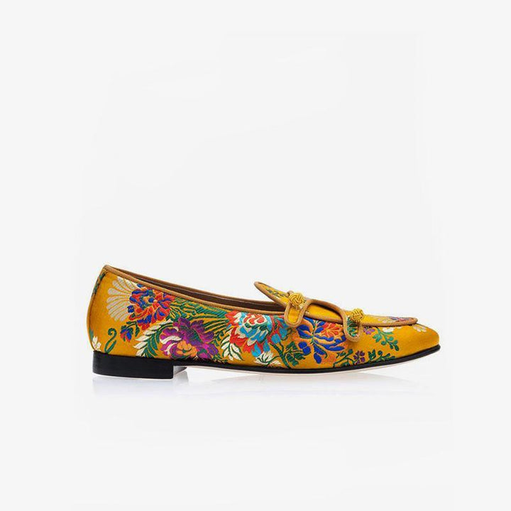 Embroidered Silk Loafers - Arno Conti Shoe