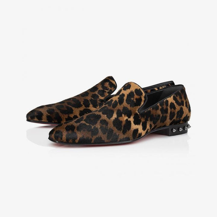 Leopard Slip-On Men Flat Loafers Studs - ARNO CONTI