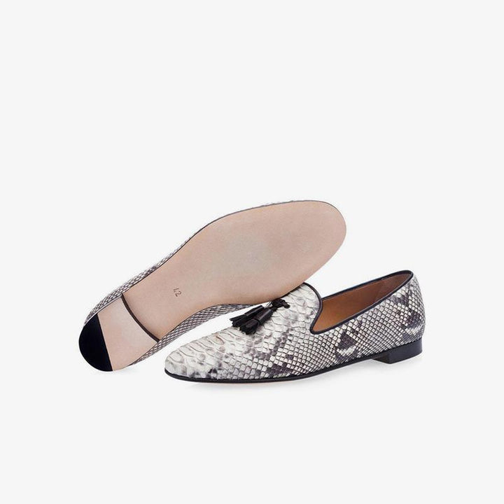 Men's Snakeskin Tassel Loafers - Arno Conti Shoe