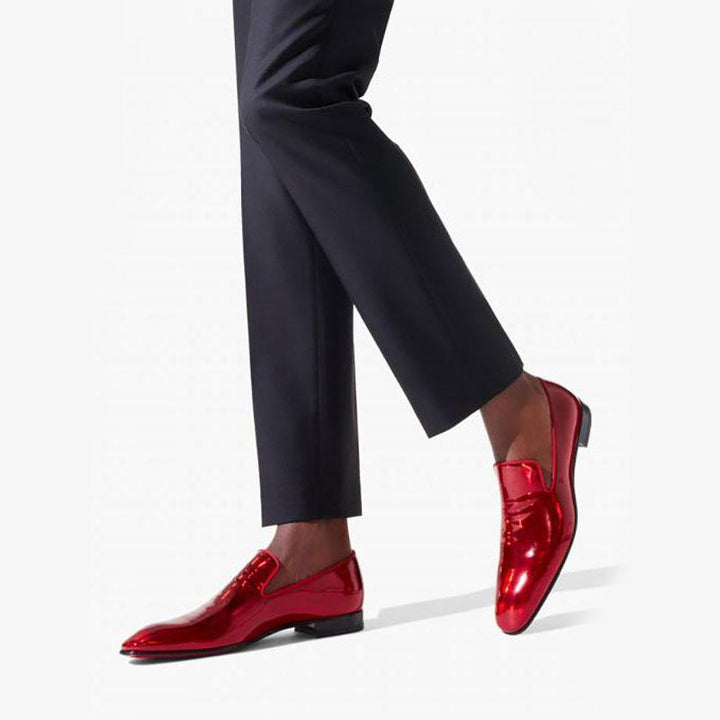 Red Shinny Leather Oxford Loafer - ARNO CONTI