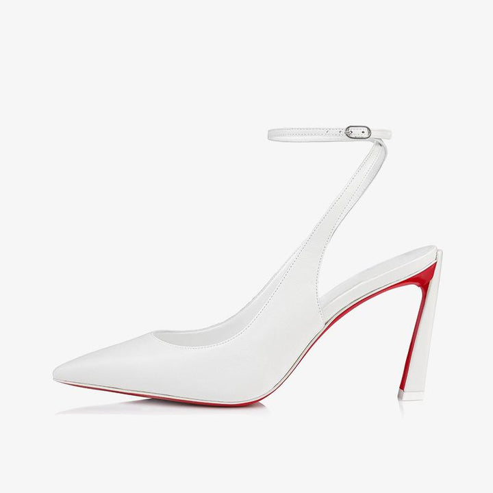 White Leather Strap 100mm Pump - ARNO CONTI