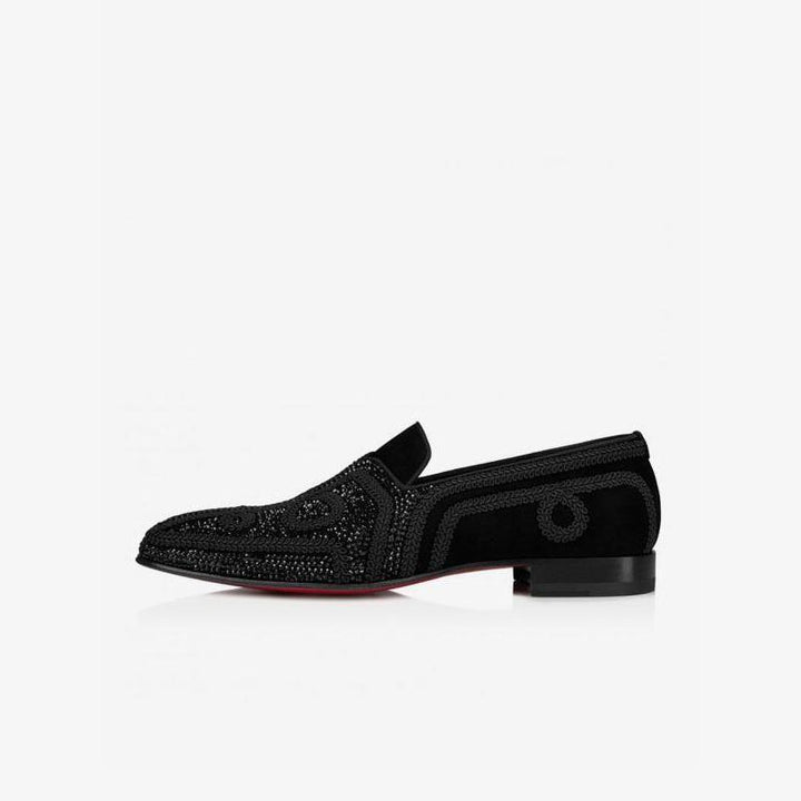 Suede Rhinestones Slip On Shoes - ARNO CONTI