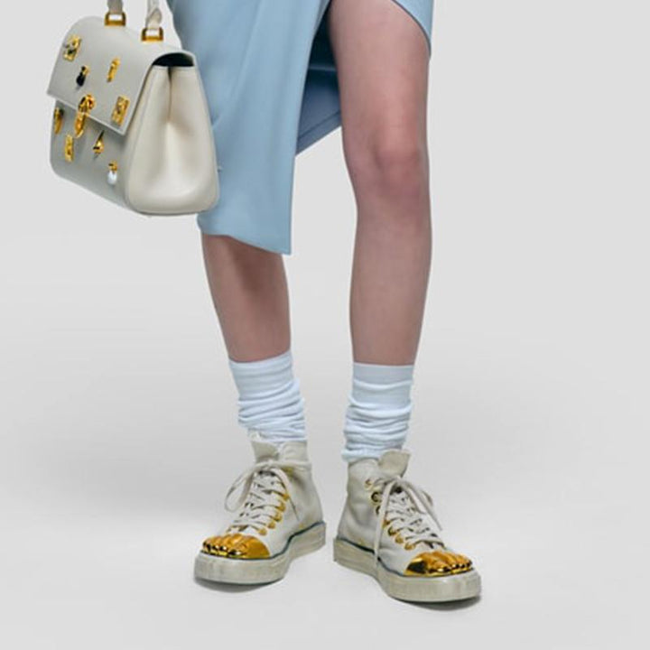 Beige Canvas Sneaker with Golden Details - Arno Conti Shoe