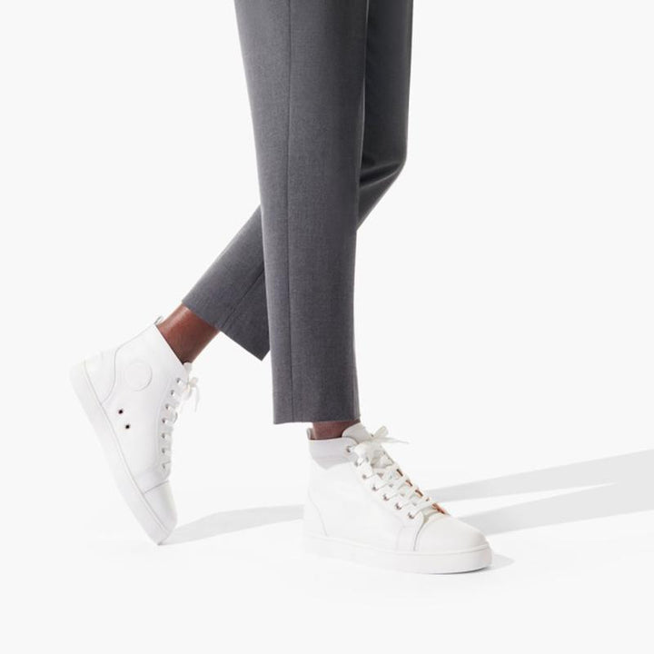 Leather lassic Men's White High Top Sneakers - ARNO CONTI