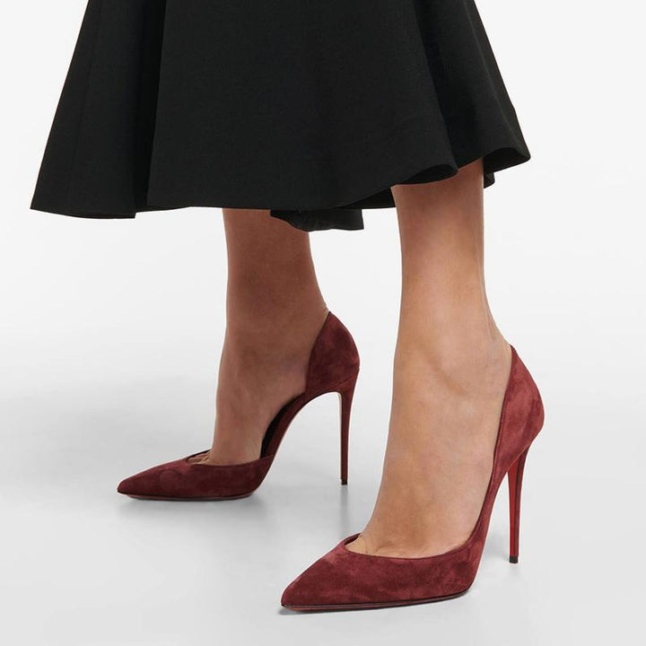 Red Suede Pointed-Toe Pumps - ARNO CONTI