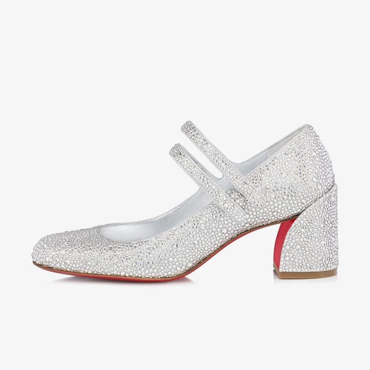 Elegant Crystal-Embellished silver Pump - ARNO CONTI