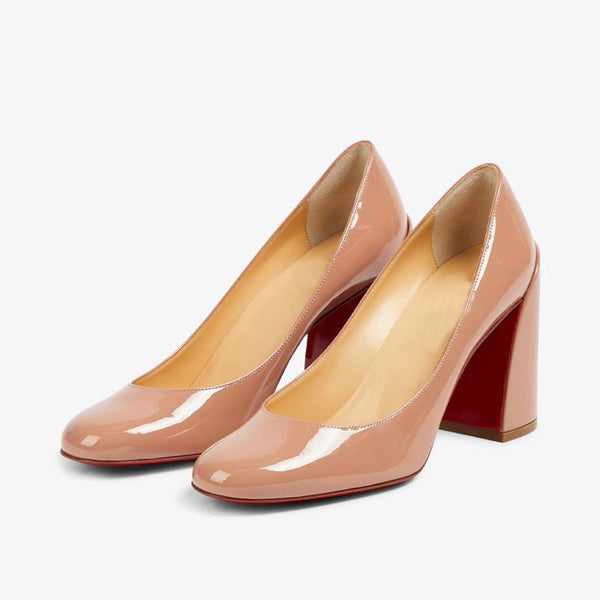 Nude Leather Round-Toe Pumps - ARNO CONTI