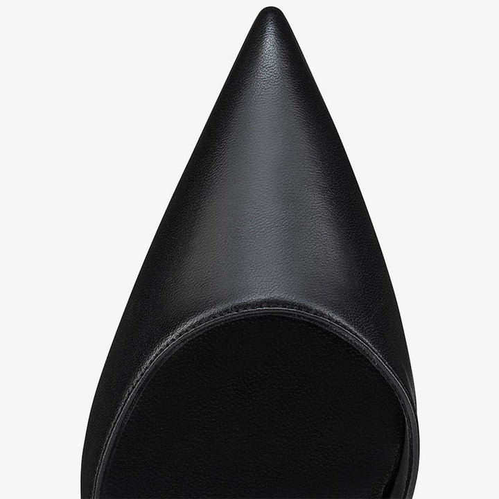 Black Leather Pointed Toe Pumps - ARNO CONTI