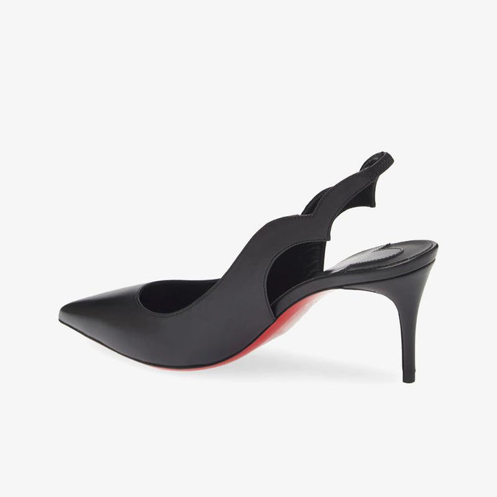 Refined Black Scalloped Slingback Pumps - ARNO CONTI