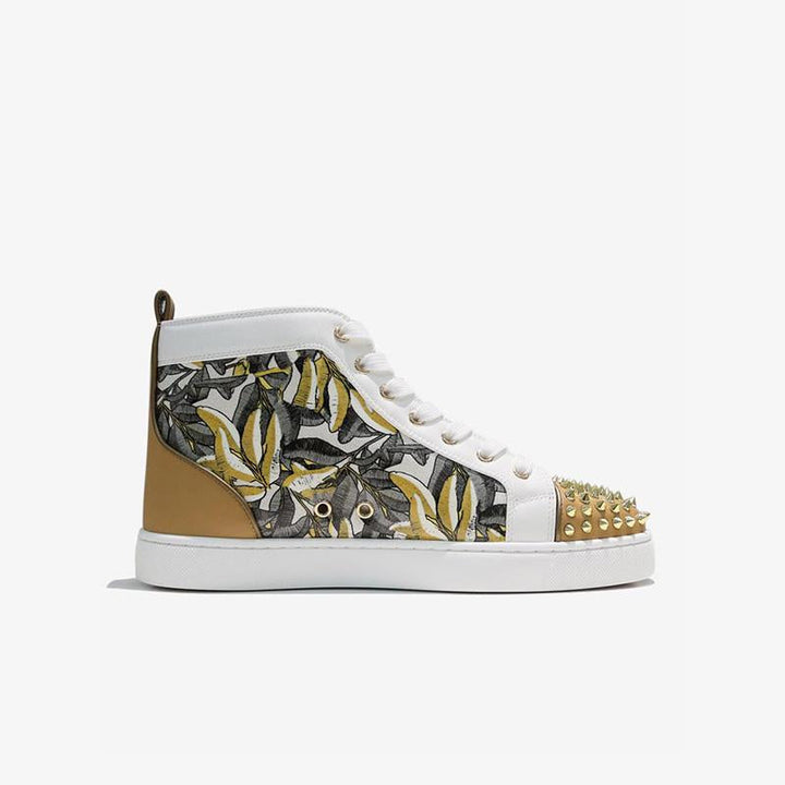 Leather Studded Patterns High Top Sneakers - ARNO CONTI