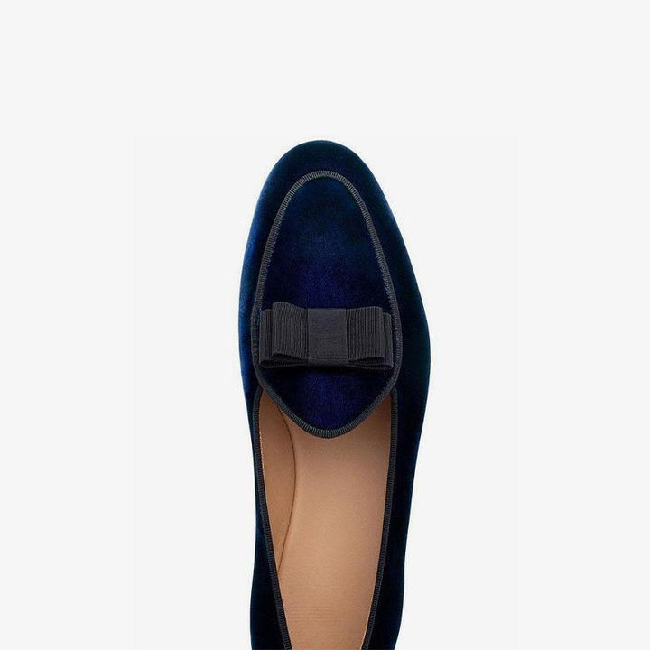 Velvet Round Toe Loafers with Bow - Arno Conti Shoe