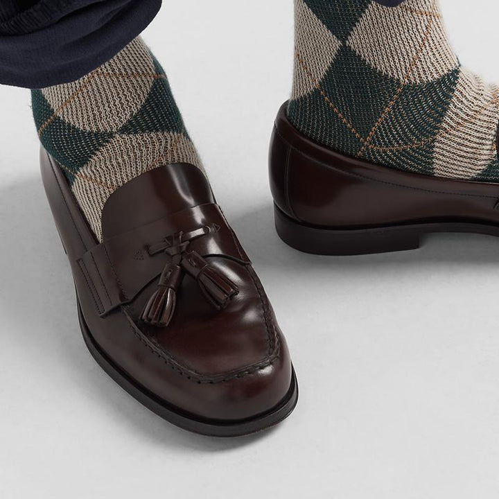 Tassel Polished Leather Loafers Calfskin Shoes Wine - Arno Conti Shoe