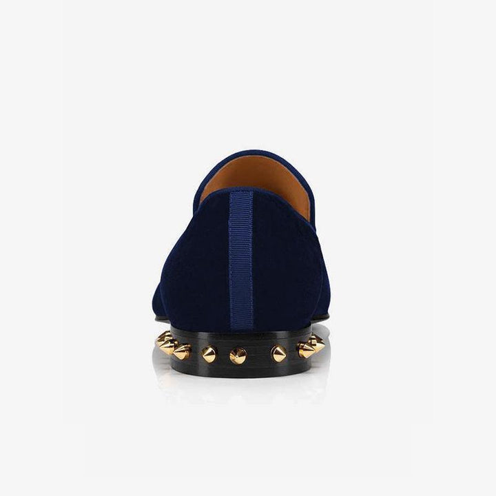 Velvet Loafers with Metal Studs - ARNO CONTI