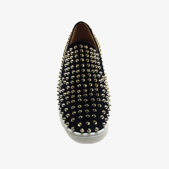 Black Suede Rivets Slip-on Sneakers - ARNO CONTI