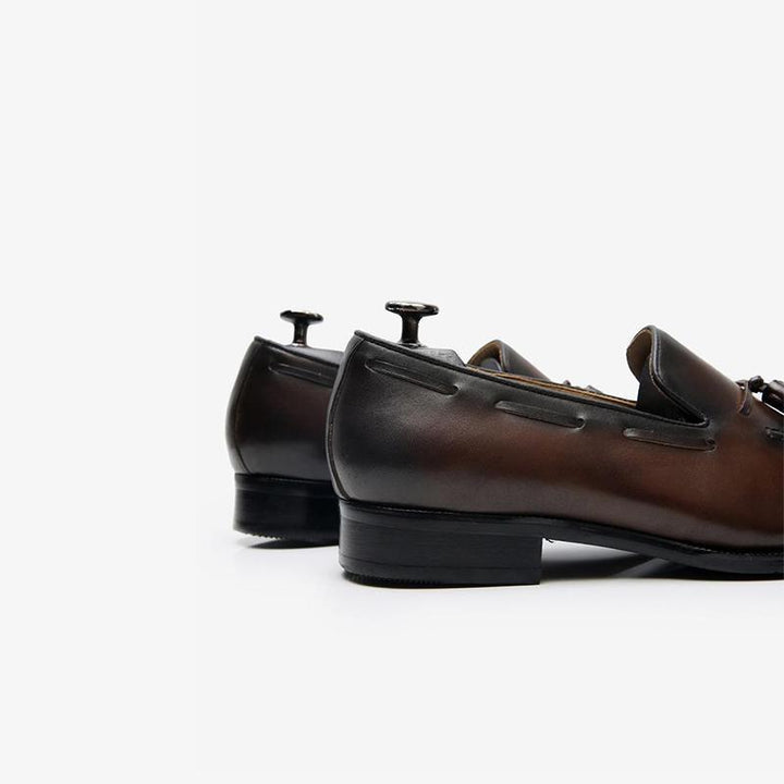 Cowhide Slip-On Loafers with Tassel Detail - Arno Conti Shoe