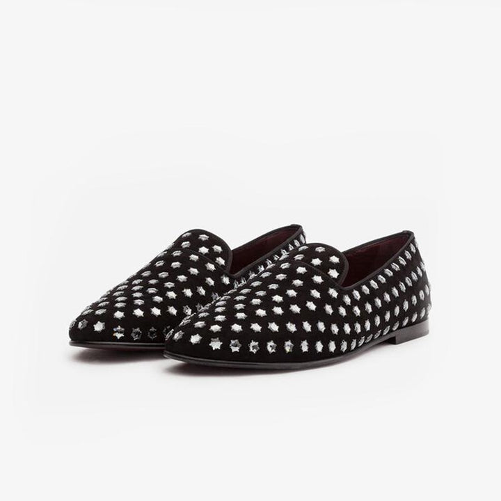 Suede Stars Loafers Flats Slip on - Arno Conti Shoe