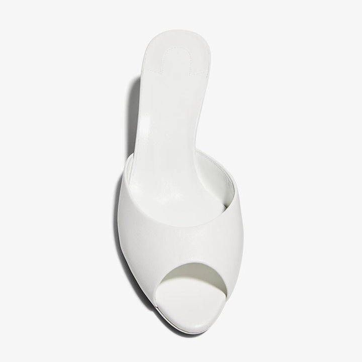 Refined White Leather Peep-Toe Pump - ARNO CONTI