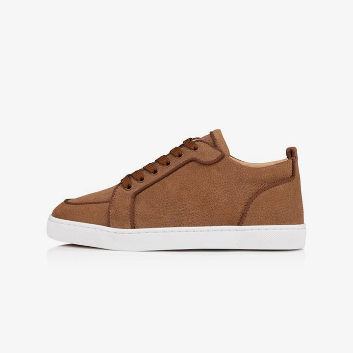 Brown Sneakers Grained Leather Trainers - ARNO CONTI