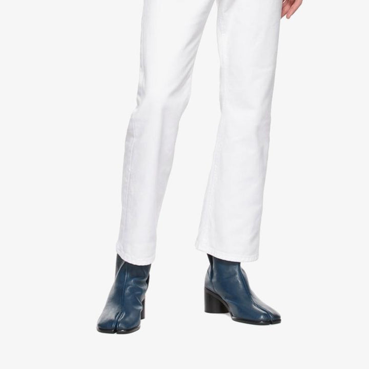 Navy Grained Leather Ankle Boots - Arno Conti Shoe