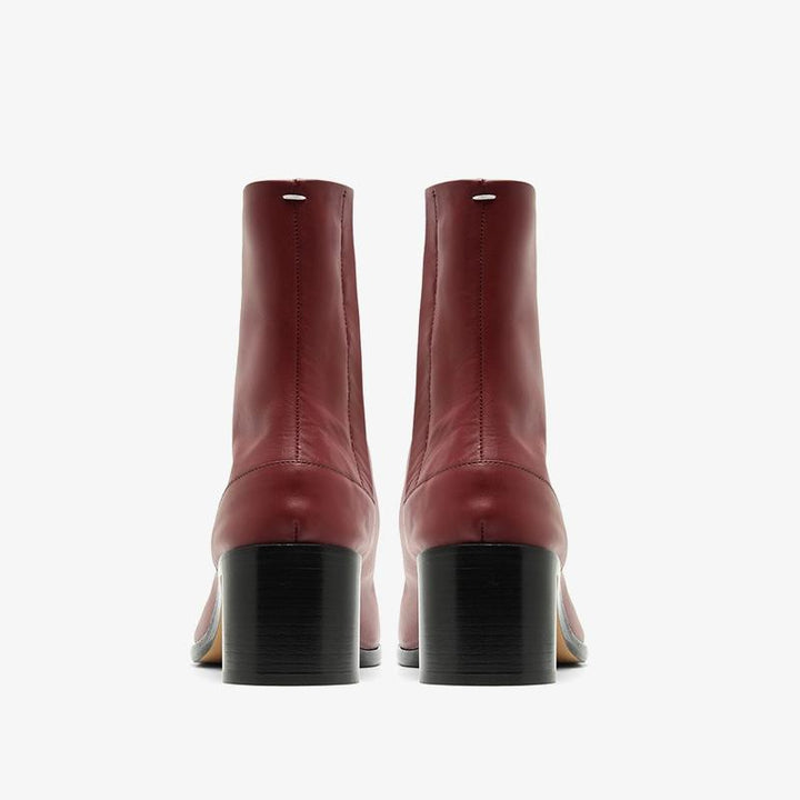 Red Calf Leather Split-Toe Ankle Boots - Arno Conti Shoe