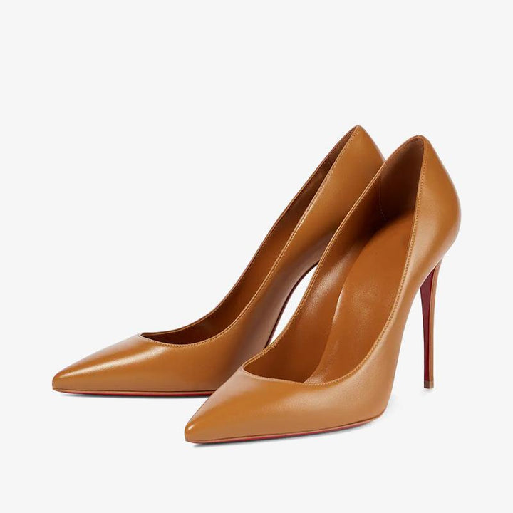 Camel Brown Pointed-Toe Pump - ARNO CONTI