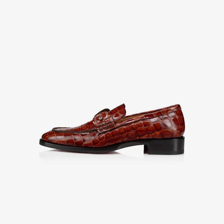 Crocodile Print Leather Loafers - ARNO CONTI