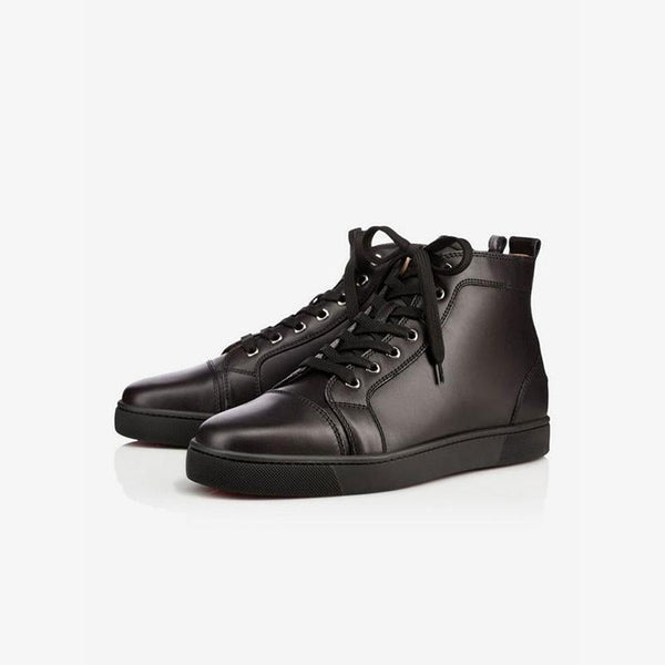 Black Leather Plain Lace Up Sneakers - ARNO CONTI