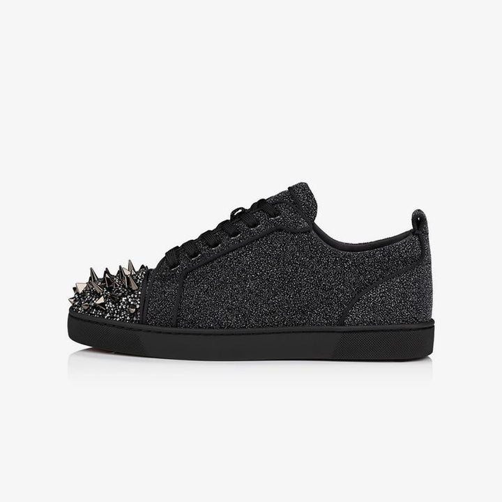 Studded Glitter Calf Leather Sneakers - ARNO CONTI